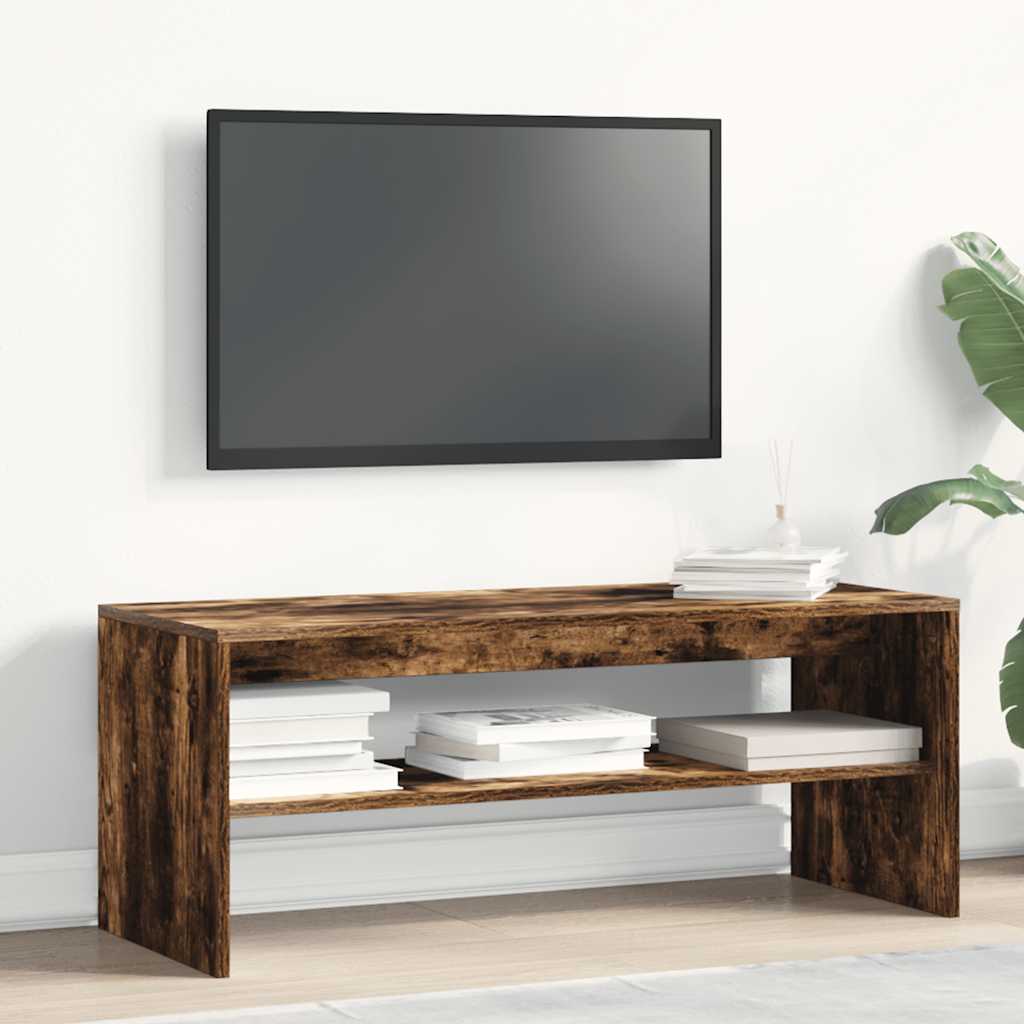 Meuble TV Chêne fumé 100x40x40 cm Bois d'ingénierie - XIOS