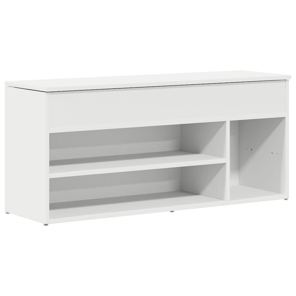 Banc à chaussures blanc 102x30,5x45 cm bois d'ingénierie - XIOS