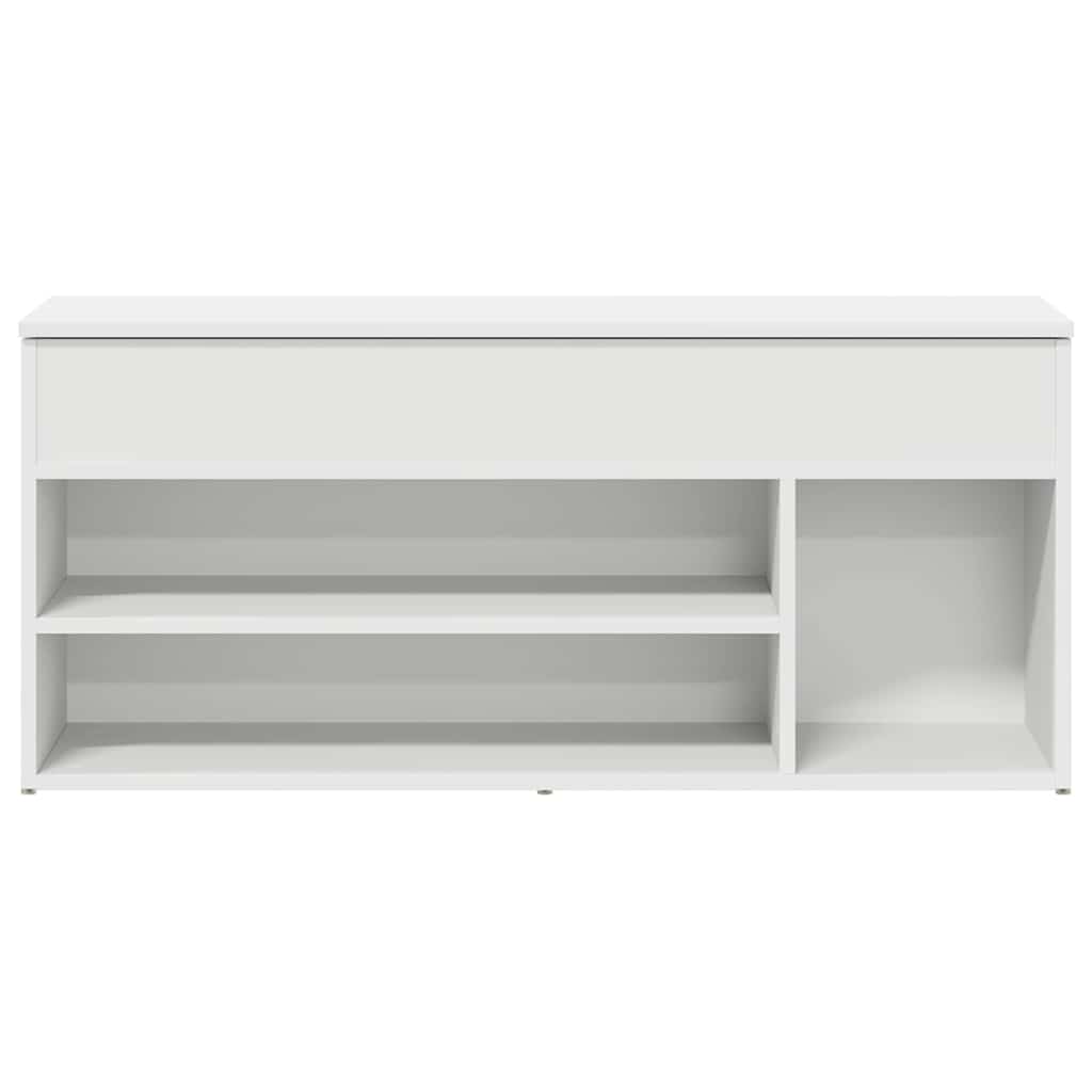 Banc à chaussures blanc 102x30,5x45 cm bois d'ingénierie - XIOS