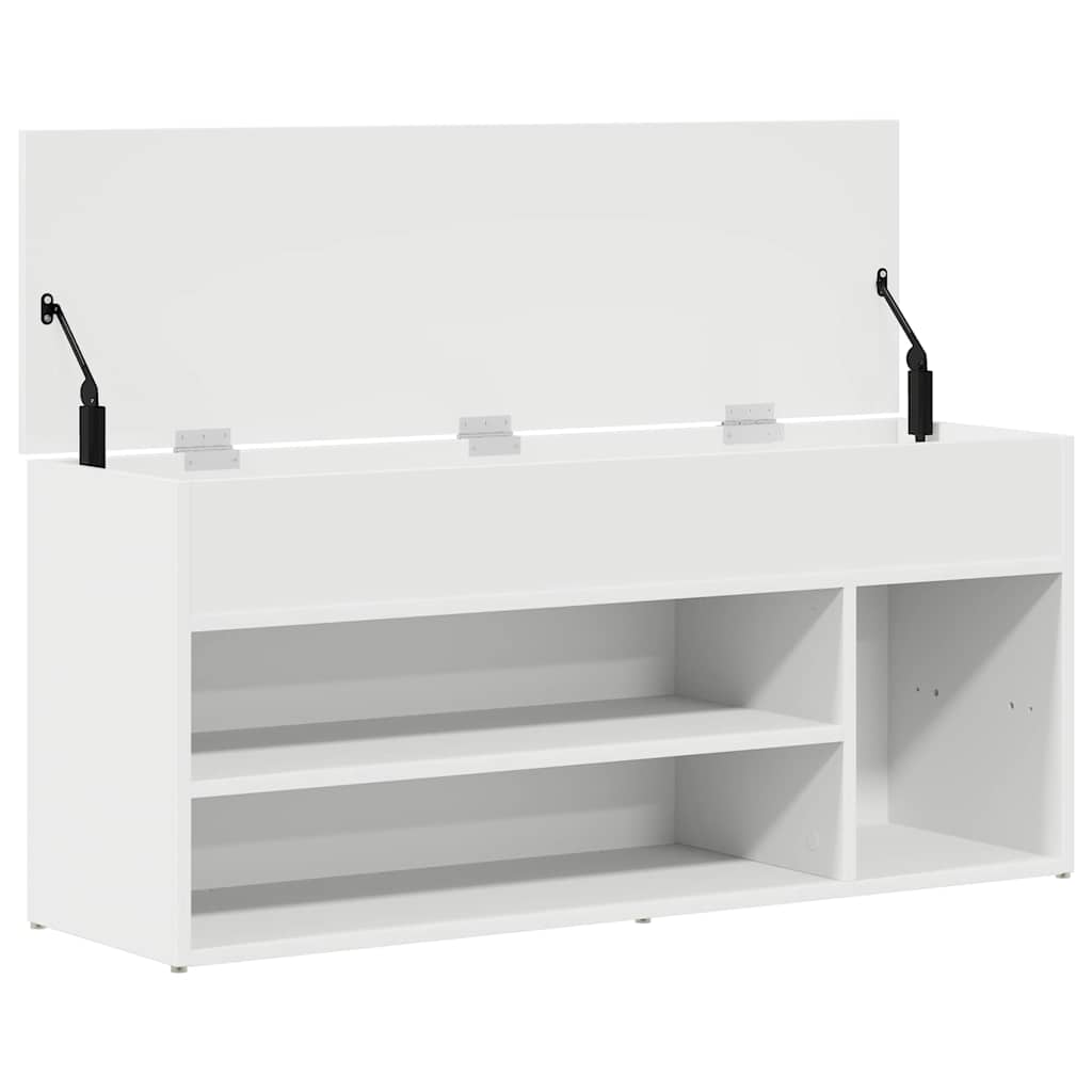 Banc à chaussures blanc 102x30,5x45 cm bois d'ingénierie - XIOS