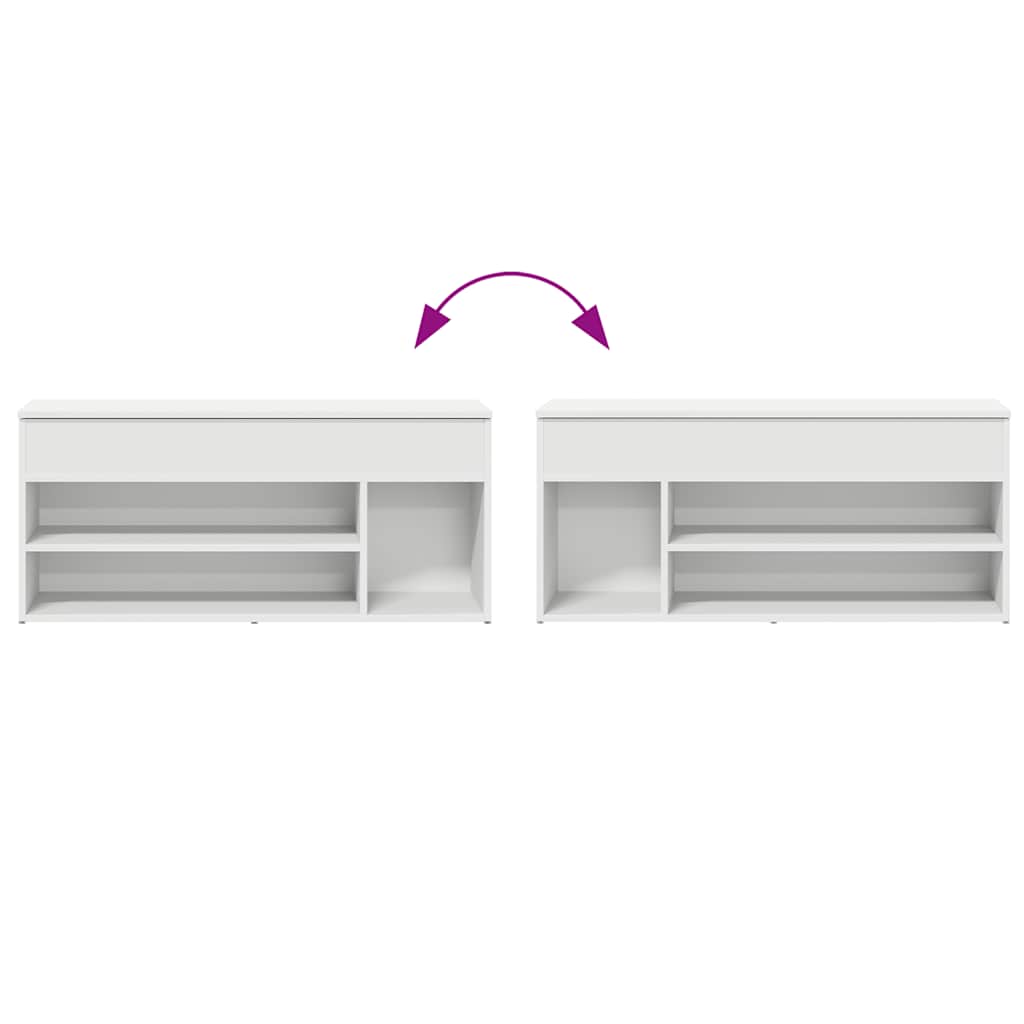 Banc à chaussures blanc 102x30,5x45 cm bois d'ingénierie - XIOS