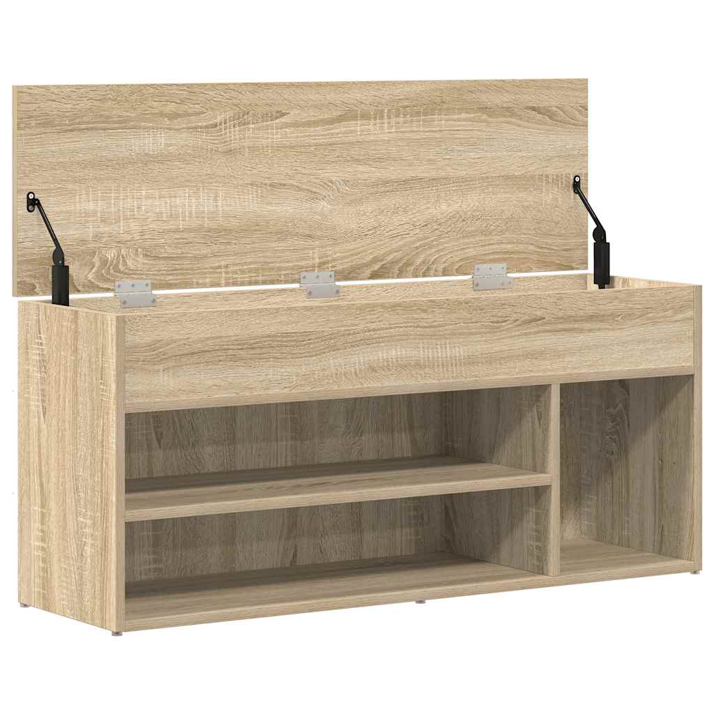 Banc à chaussures chêne sonoma 102x30,5x45 cm bois d'ingénierie - XIOS