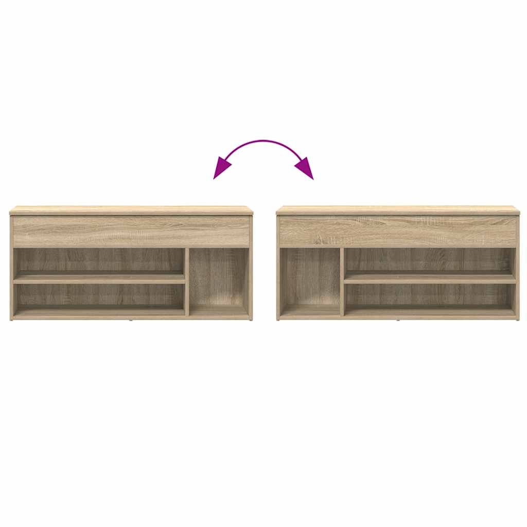 Banc à chaussures chêne sonoma 102x30,5x45 cm bois d'ingénierie - XIOS