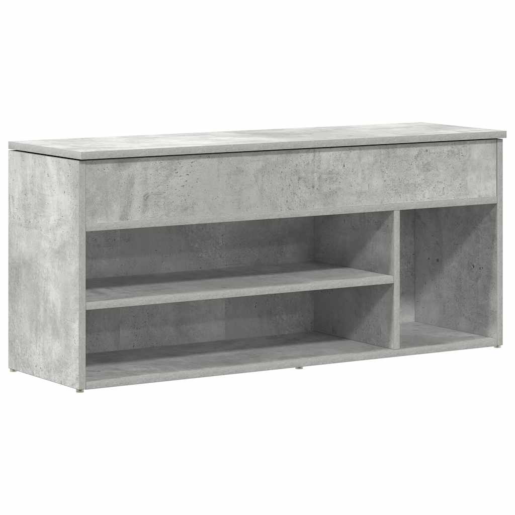Banc à chaussures gris béton 102x30,5x45 cm bois d'ingénierie - XIOS