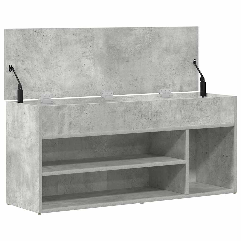 Banc à chaussures gris béton 102x30,5x45 cm bois d'ingénierie - XIOS