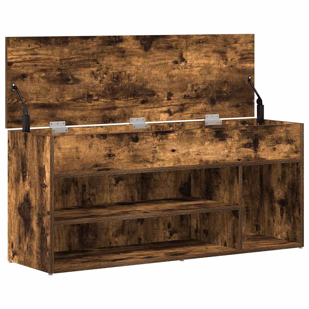 Banc à chaussures chêne fumé 102x30,5x45 cm bois d'ingénierie - XIOS
