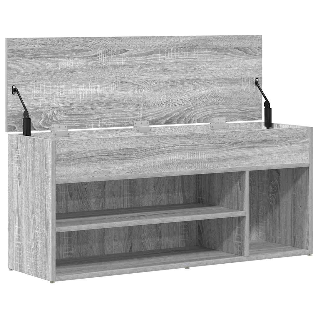 Banc à chaussures sonoma gris 102x30,5x45 cm bois d'ingénierie - XIOS