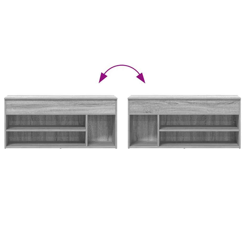 Banc à chaussures sonoma gris 102x30,5x45 cm bois d'ingénierie - XIOS