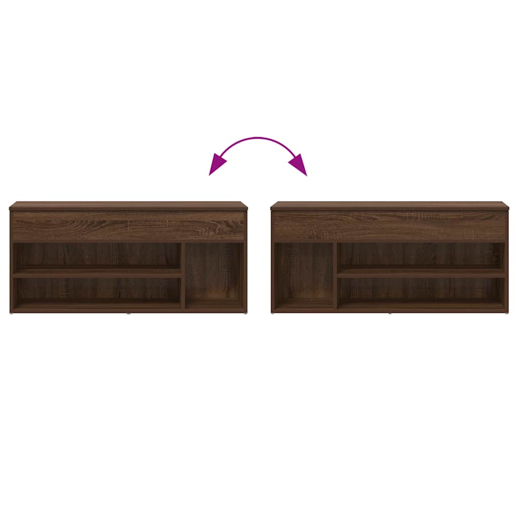 Banc à chaussures chêne marron 102x30,5x45 cm bois d'ingénierie - XIOS