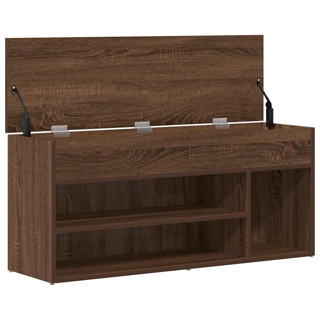 Banc à chaussures chêne marron 102x30,5x45 cm bois d'ingénierie - XIOS