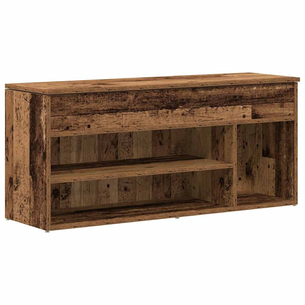 Banc à chaussures vieux bois 102x30,5x45 cm bois d'ingénierie - XIOS