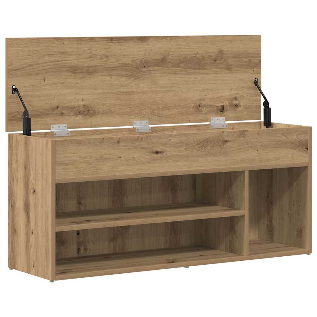 Banc à chaussures chêne artisanal 102x30,5x45cm bois ingénierie - XIOS