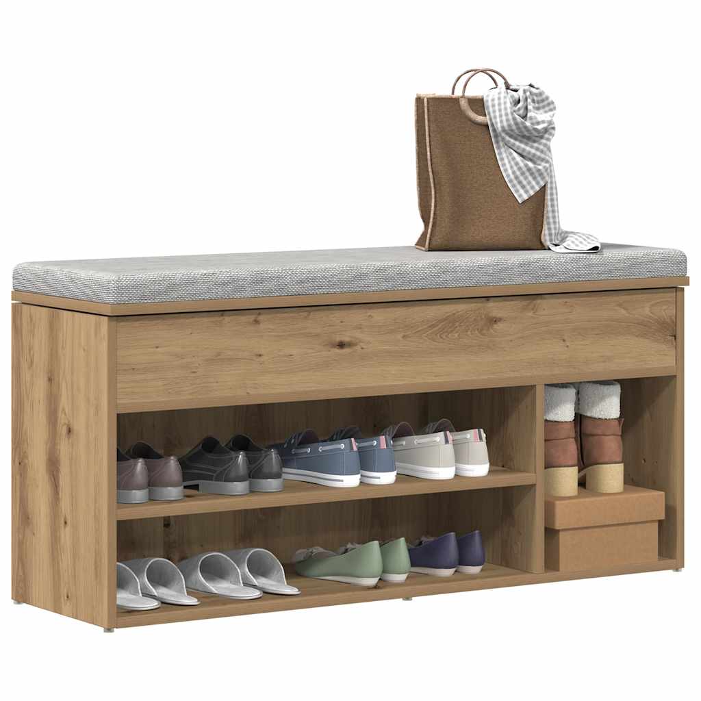Banc à chaussures chêne artisanal 102x30,5x45cm bois ingénierie - XIOS