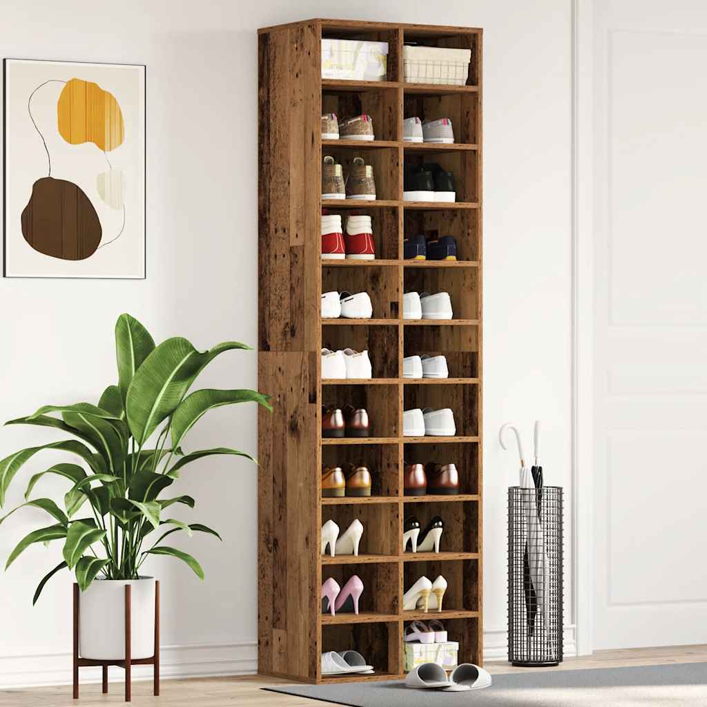 Armoire à chaussures vieux bois 54x34x183 cm bois ingénierie - XIOS