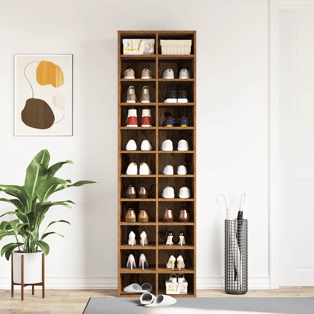 Armoire à chaussures vieux bois 54x34x183 cm bois ingénierie - XIOS