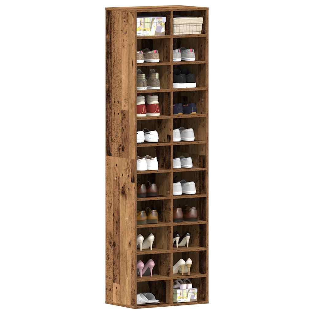 Armoire à chaussures vieux bois 54x34x183 cm bois ingénierie - XIOS