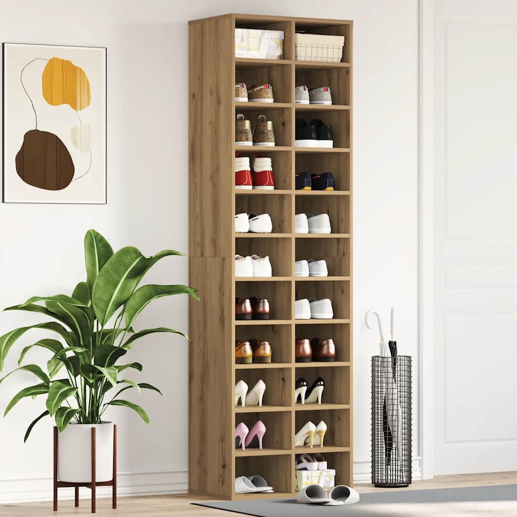 Meuble à chaussures chêne artisanal 54x34x183cm bois ingénierie - XIOS