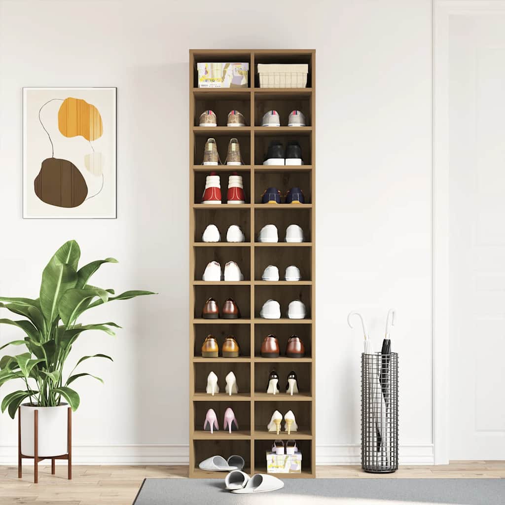 Meuble à chaussures chêne artisanal 54x34x183cm bois ingénierie - XIOS