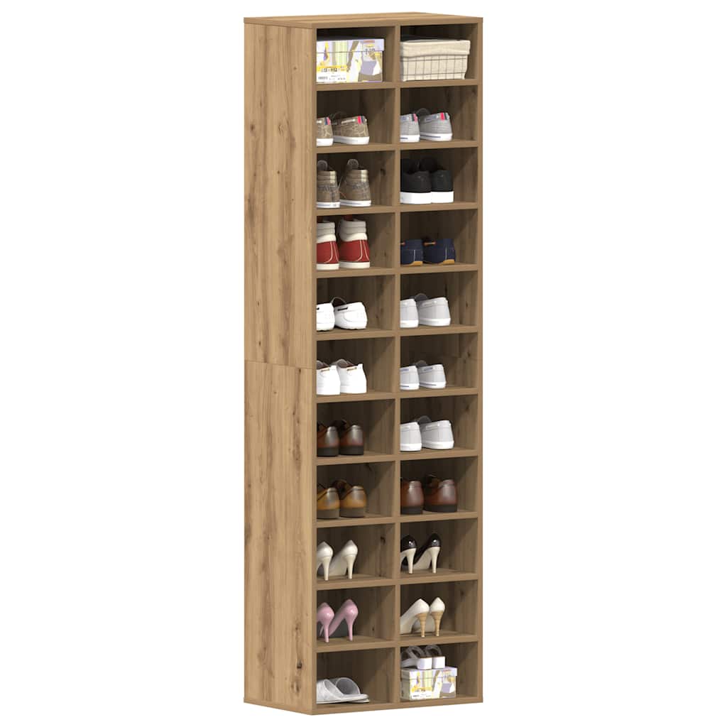 Meuble à chaussures chêne artisanal 54x34x183cm bois ingénierie - XIOS
