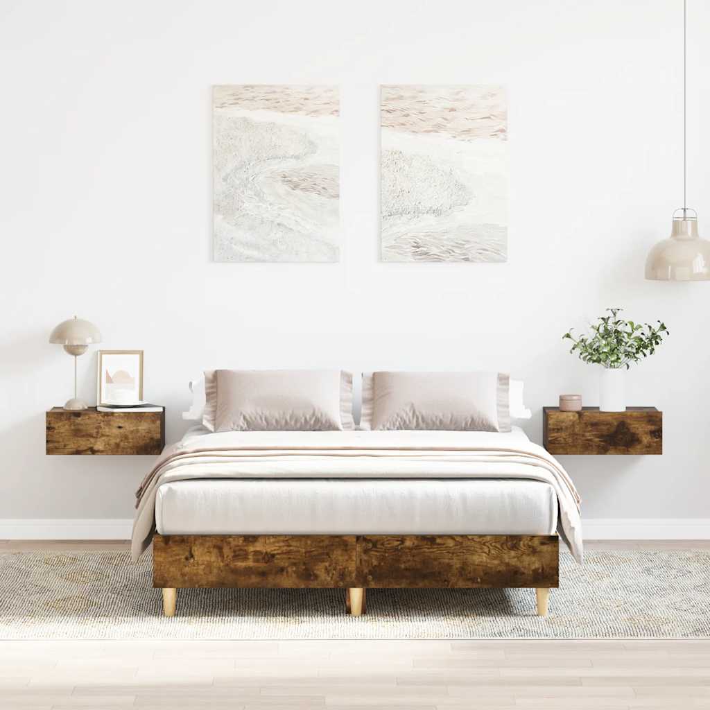 Cadre de lit sans matelas chêne fumé 120x200 cm bois ingénierie - XIOS