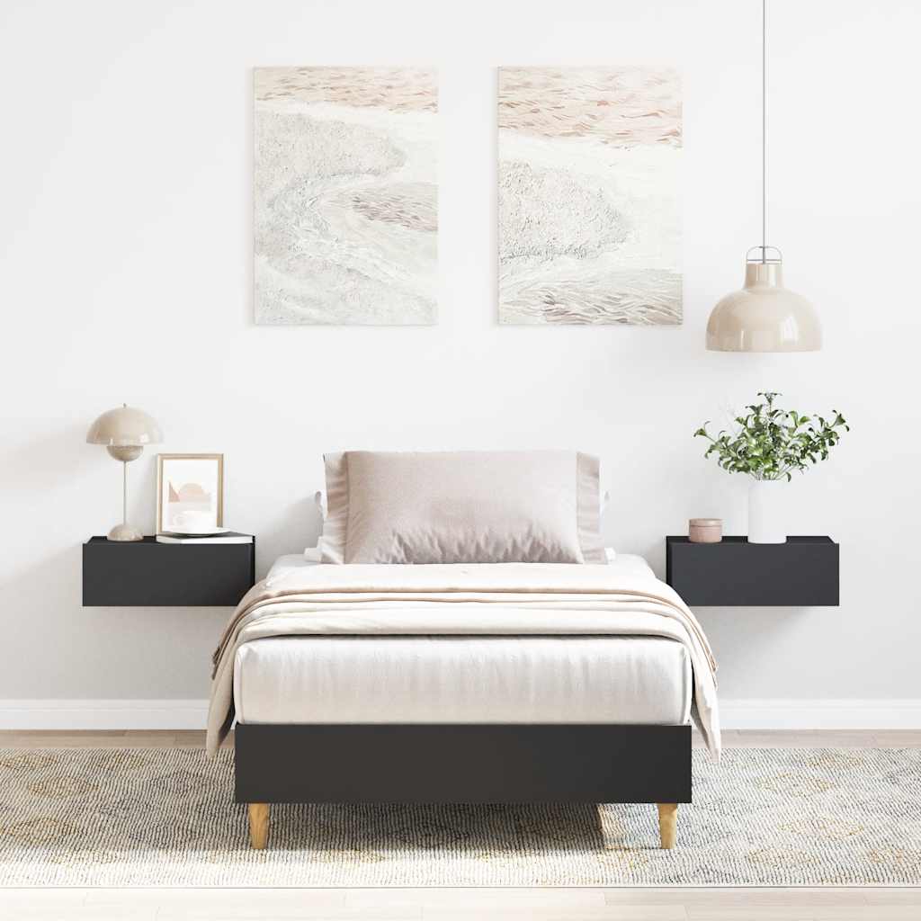 Cadre de lit sans matelas noir 100x200 cm bois d'ingénierie - XIOS