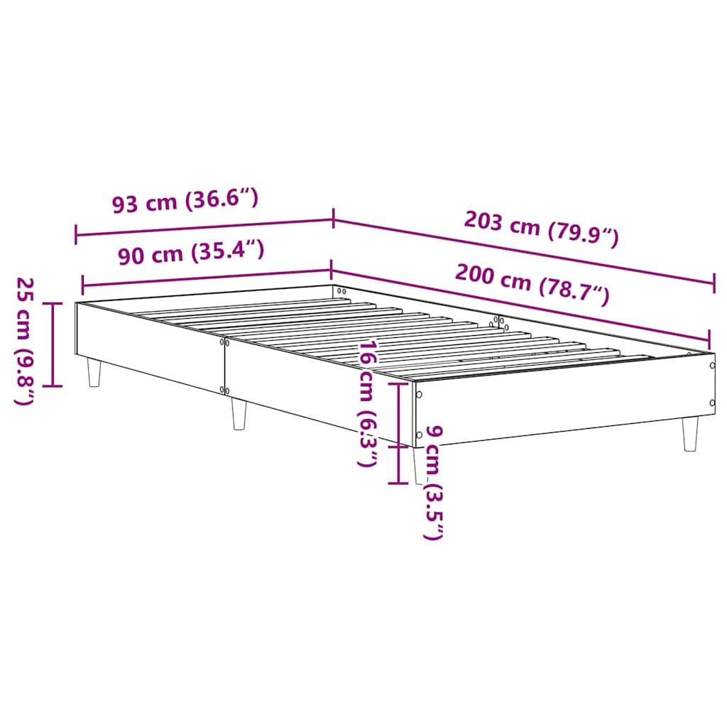 Cadre de lit sans matelas blanc 90x200 cm bois d'ingénierie - XIOS