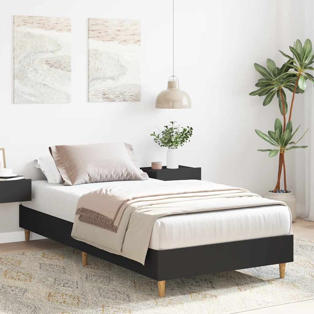 Cadre de lit sans matelas noir 90x200 cm bois d'ingénierie - XIOS
