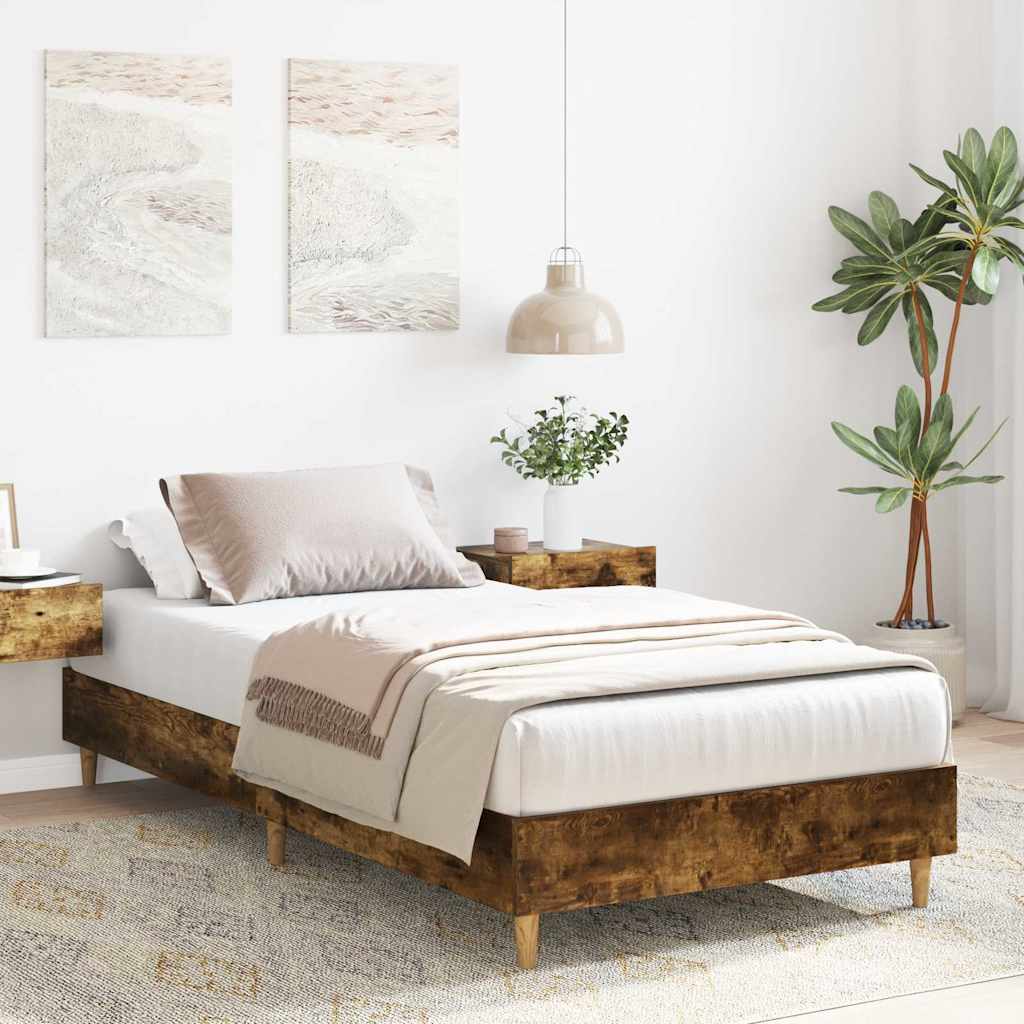 Cadre de lit sans matelas chêne fumé 90x200cm bois d'ingénierie - XIOS