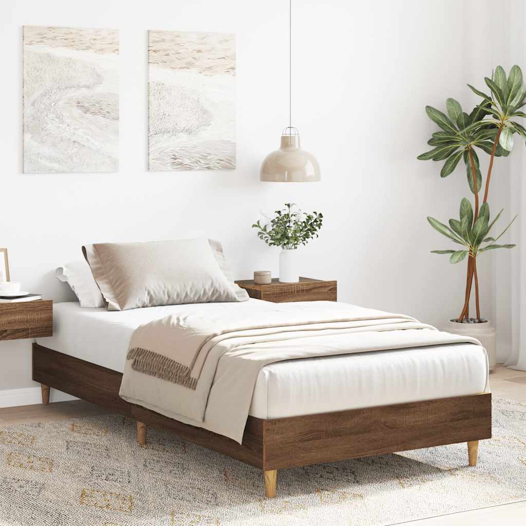 Cadre de lit sans matelas chêne marron 90x200cm bois ingénierie - XIOS