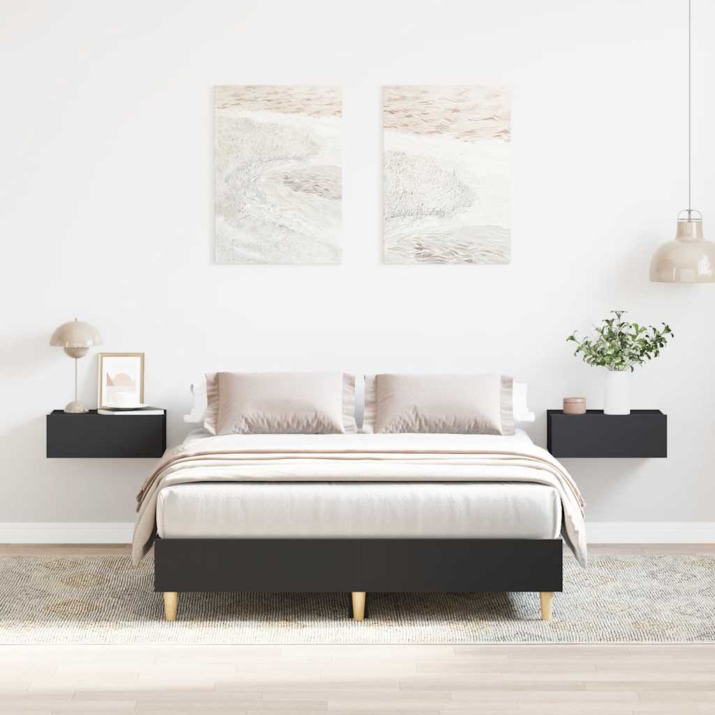 Cadre de lit sans matelas noir 140x190 cm bois d'ingénierie - XIOS