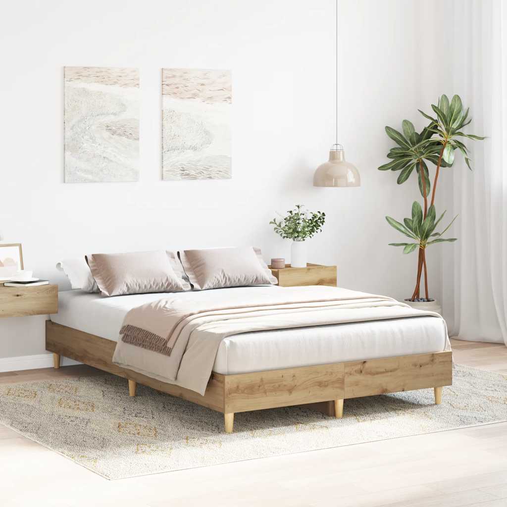 Cadre de lit sans matelas chêne artisanal 140x190 cm - XIOS