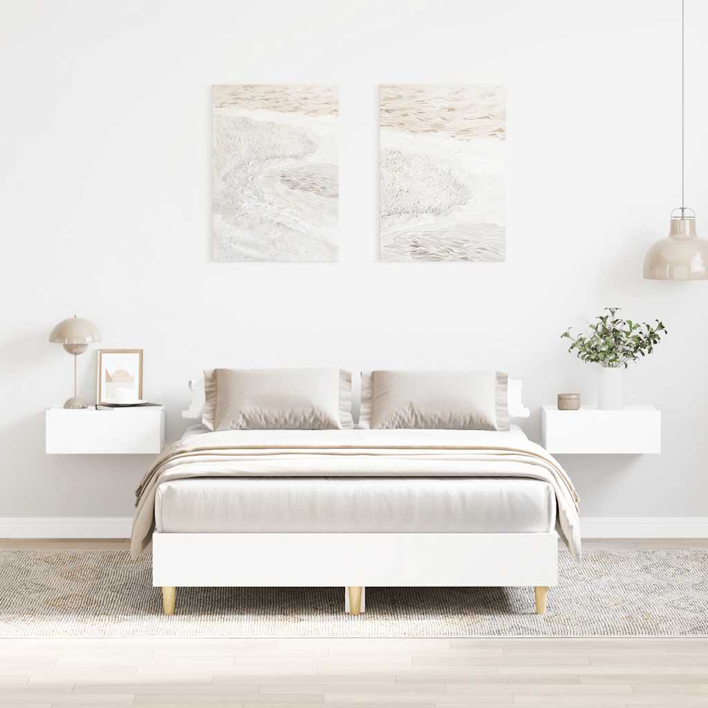 Cadre de lit sans matelas blanc 135x190 cm bois d'ingénierie - XIOS