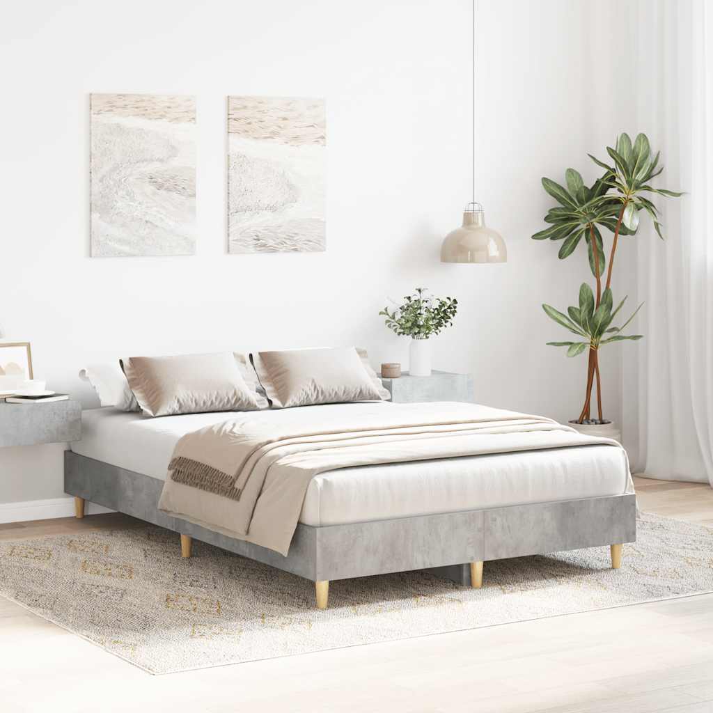 Cadre de lit sans matelas gris béton 135x190 cm bois ingénierie - XIOS