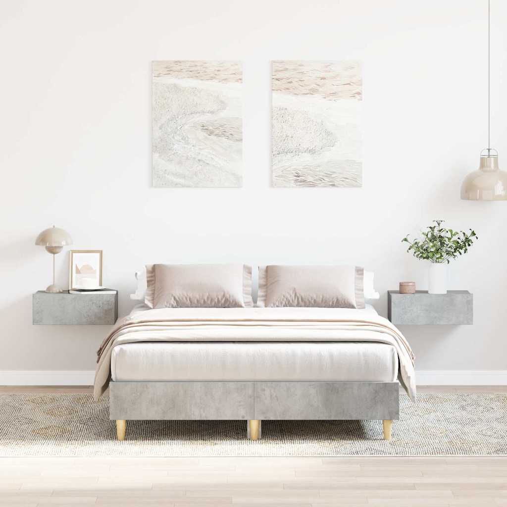 Cadre de lit sans matelas gris béton 135x190 cm bois ingénierie - XIOS