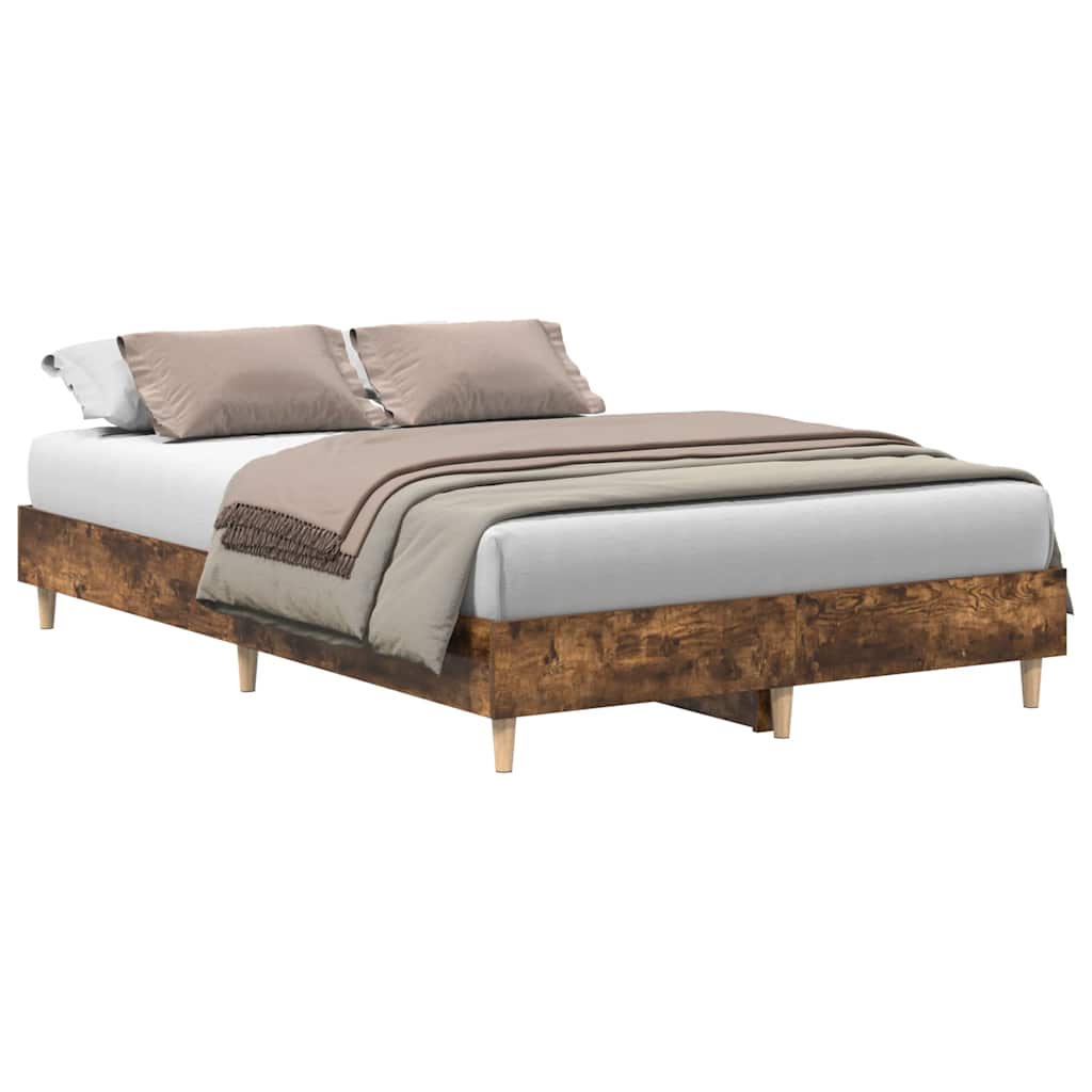 Cadre de lit sans matelas chêne fumé 135x190 cm bois ingénierie - XIOS