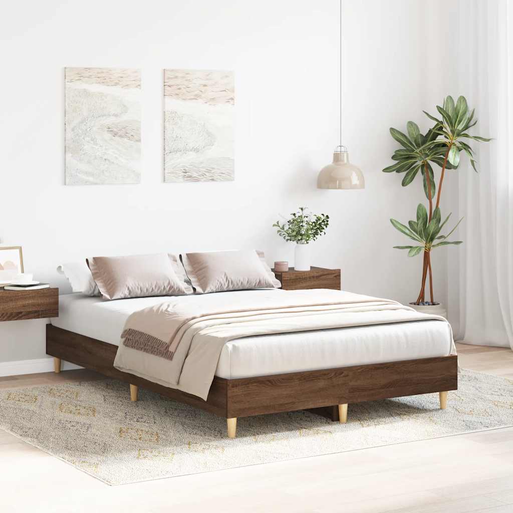 Cadre de lit sans matelas chêne marron 135x190 cm - XIOS