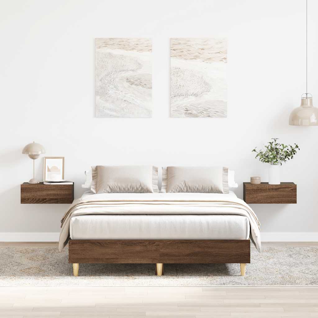 Cadre de lit sans matelas chêne marron 135x190 cm - XIOS