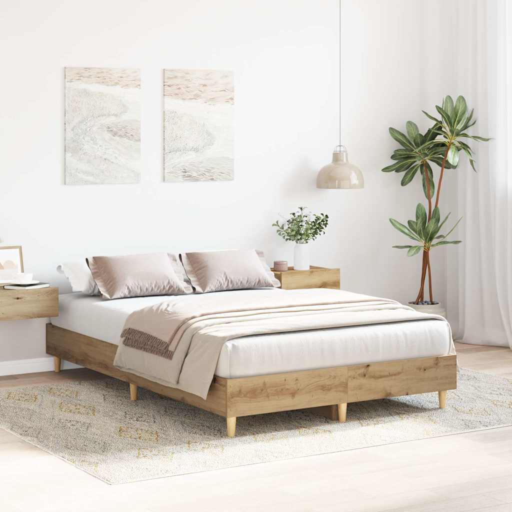 Cadre de lit sans matelas chêne artisanal 135x190 cm - XIOS