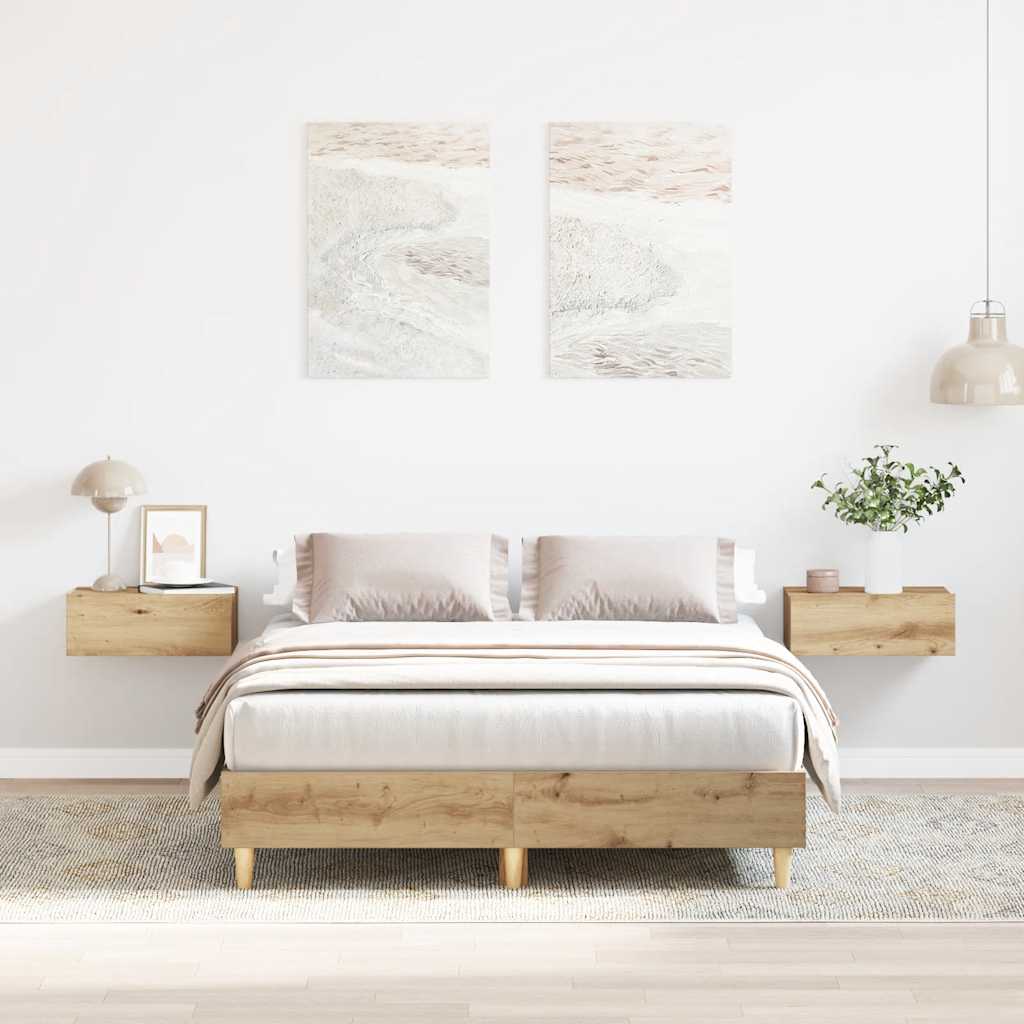 Cadre de lit sans matelas chêne artisanal 135x190 cm - XIOS