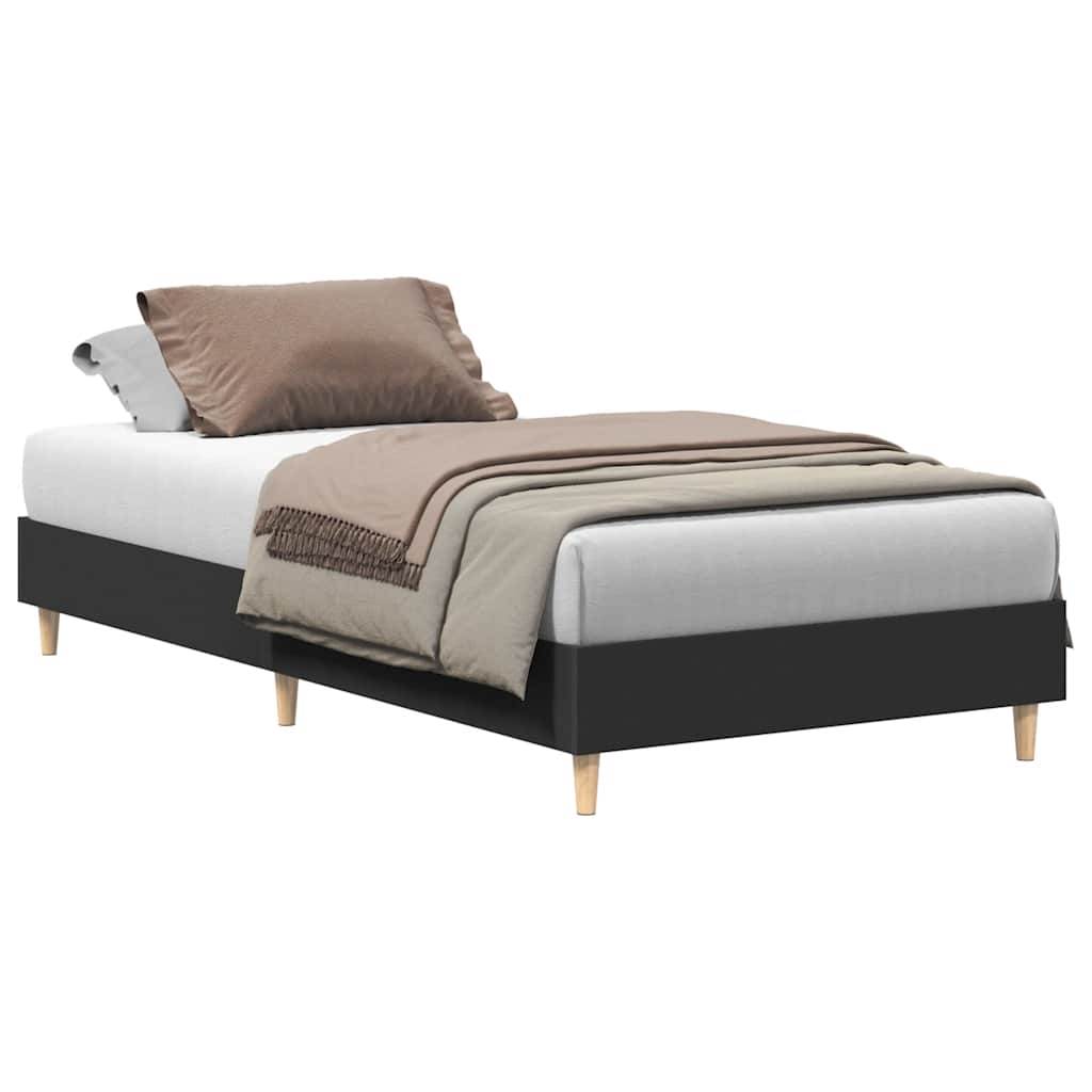 Cadre de lit sans matelas noir 90x190 cm bois ingénierie - XIOS