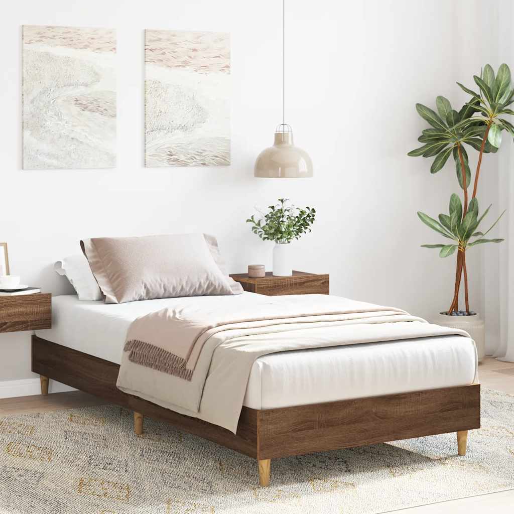 Cadre de lit sans matelas chêne marron 90x190cm bois ingénierie - XIOS