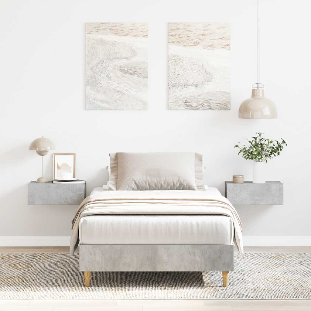 Cadre de lit sans matelas gris béton 75x190cm bois d'ingénierie - XIOS