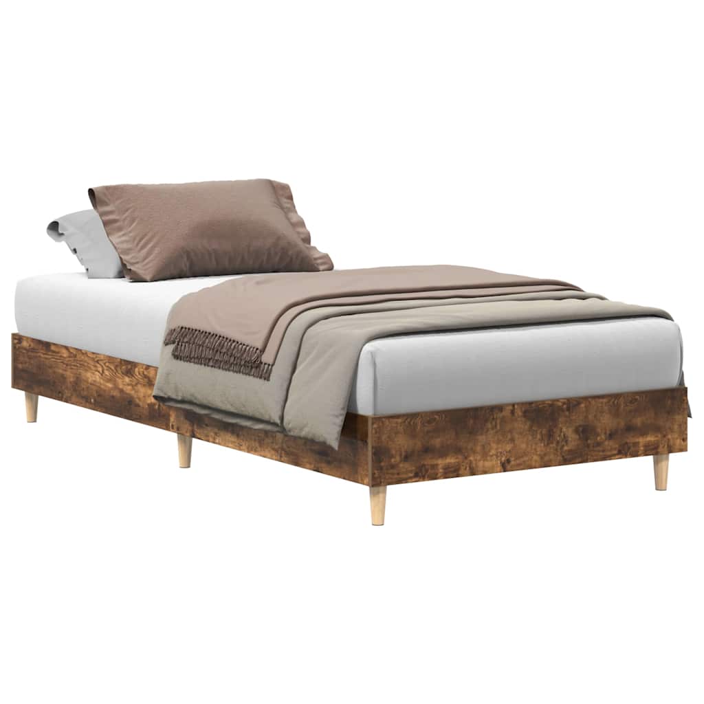 Cadre de lit sans matelas chêne fumé 75x190cm bois d'ingénierie - XIOS