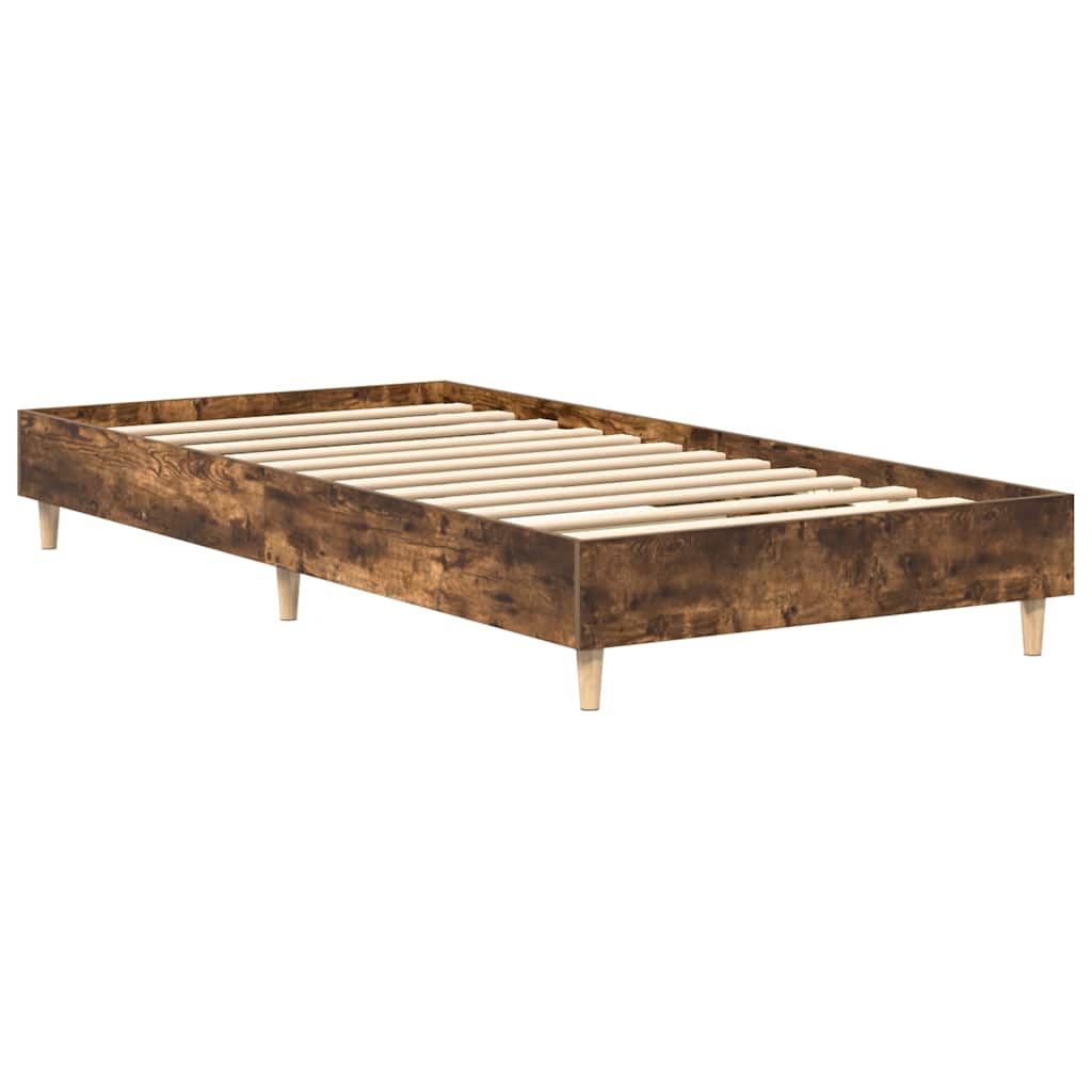Cadre de lit sans matelas chêne fumé 75x190cm bois d'ingénierie - XIOS