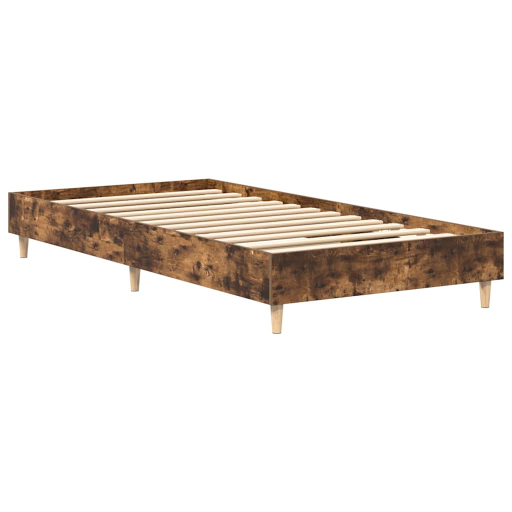 Cadre de lit sans matelas chêne fumé 75x190cm bois d'ingénierie - XIOS