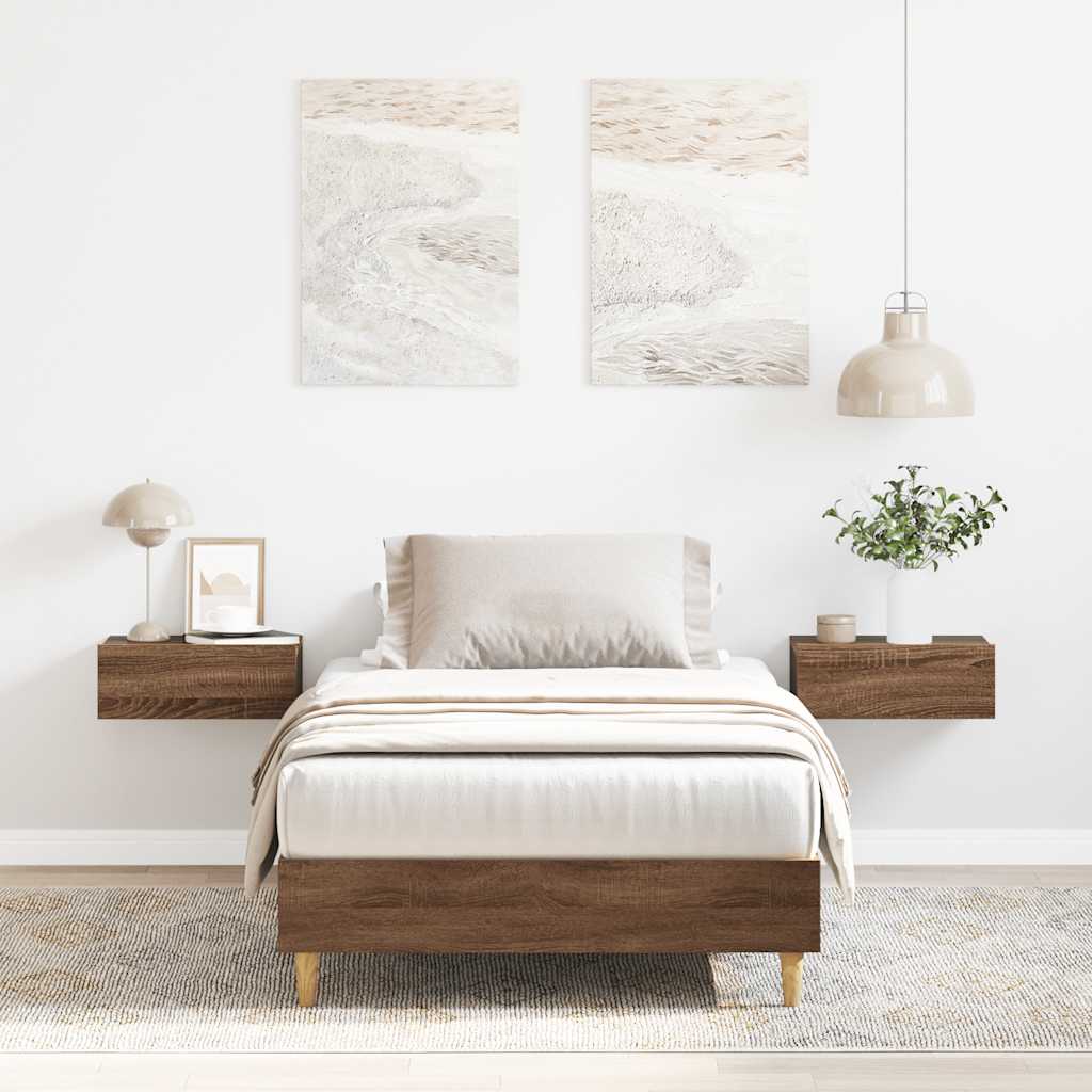 Cadre de lit sans matelas chêne marron 75x190cm bois ingénierie - XIOS
