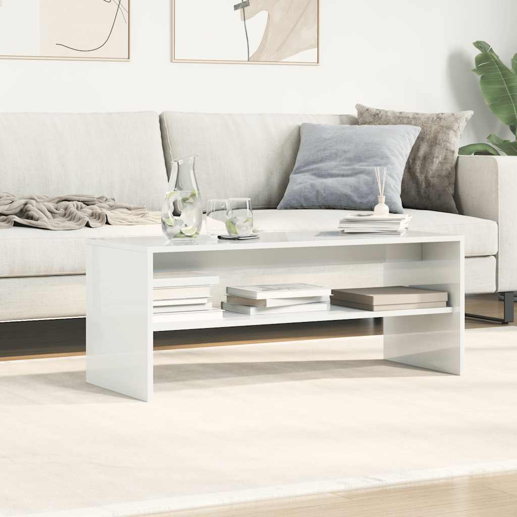 Meuble TV Blanc brillant 100 x 40 x 40 cm Aggloméré - XIOS