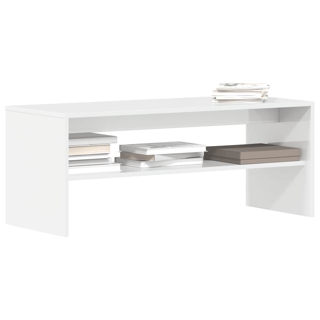 Meuble TV Blanc brillant 100 x 40 x 40 cm Aggloméré - XIOS