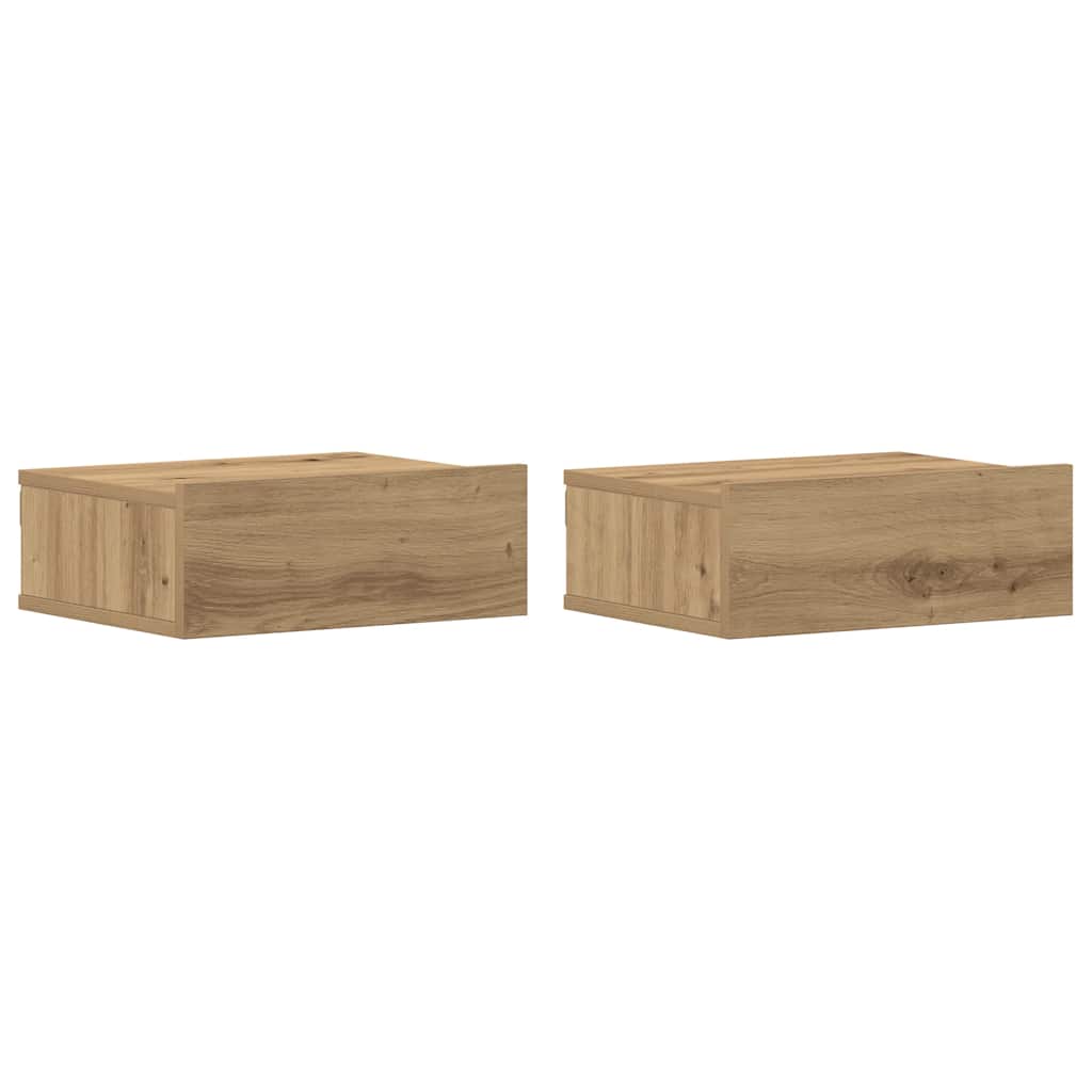 Tables de chevet flottantes 2 pcs chêne artisanal 40x32x15 cm