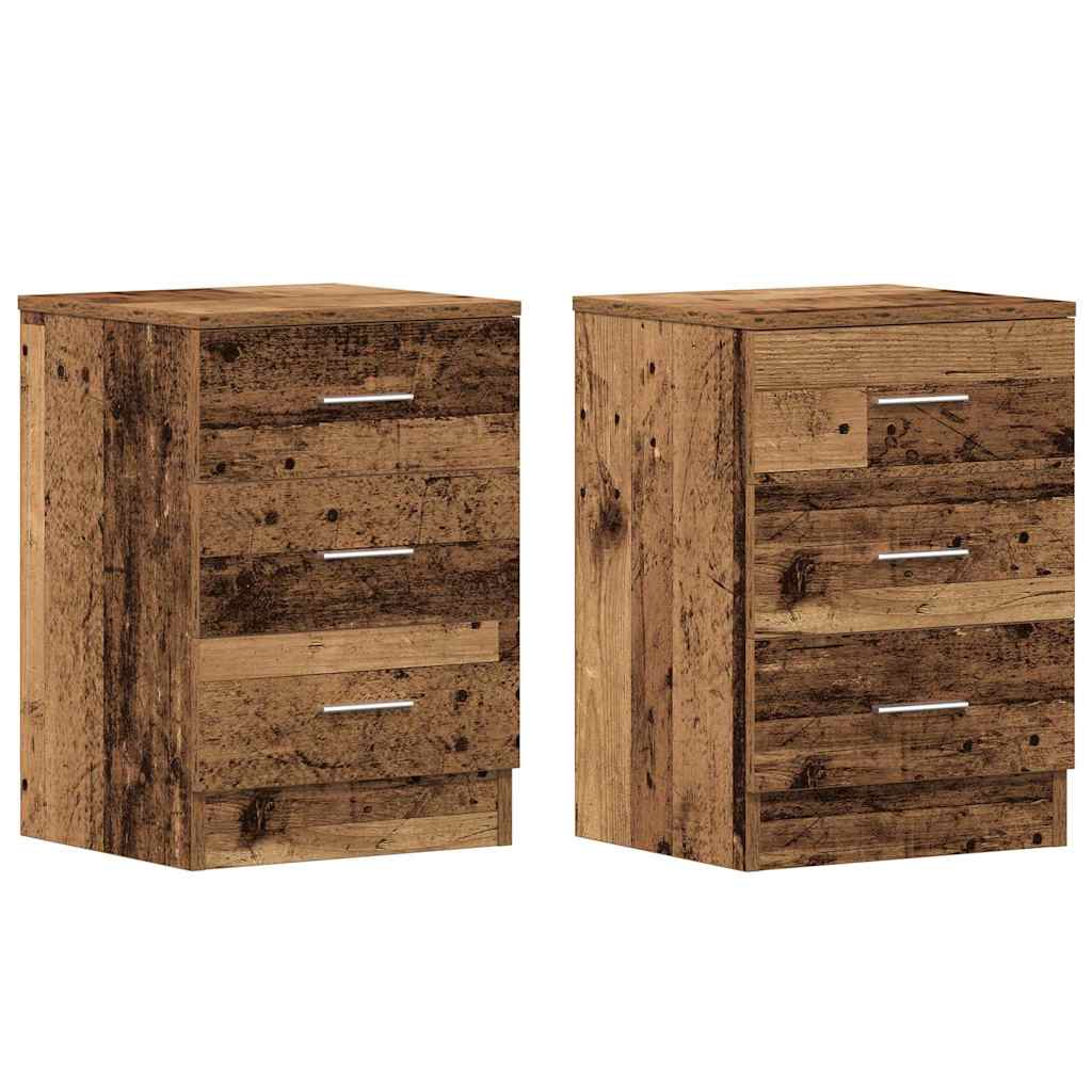 Tables de chevet 2 pcs vieux bois 38x35x55 cm bois d'ingénierie - XIOS